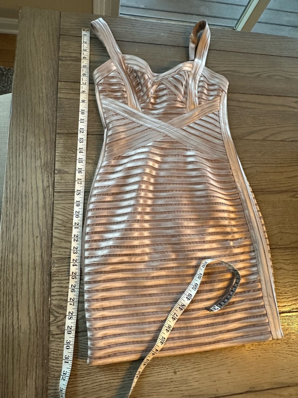 BCBGMaxAzria Metallic Taupe Strappy Mini Dress - Picture 15 of 15